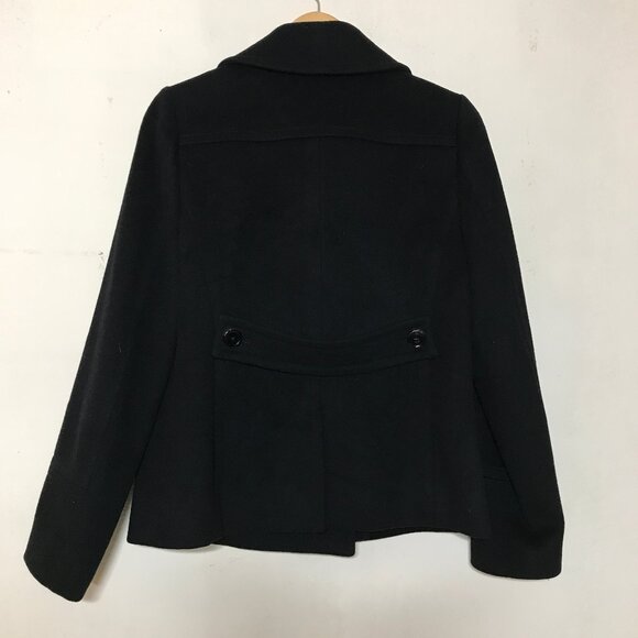 J. Crew Size 4 Black Peacoat Wool by Nello Gori Double Breasted 2 Pockets - Picture 2 of 13